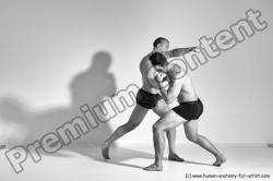 Underwear Martial art Man - Man White Moving poses Athletic Short Brown Dynamic poses Academic